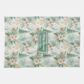 Dill Green and Gold Kitchen Towel Christmas Floral Theedoek (Horizontaal)