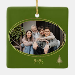 Dill Green Pink & Gold Christmas Trees Keramisch Ornament