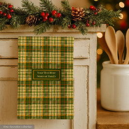 Dill Green Yellow Plaid Dish Towel Custom Name Theedoek