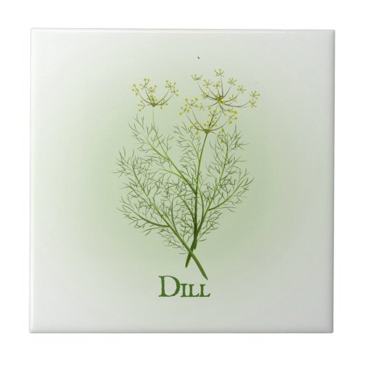 Dill Herbal Design Ceramic Tegel Tegeltje (Voorkant)
