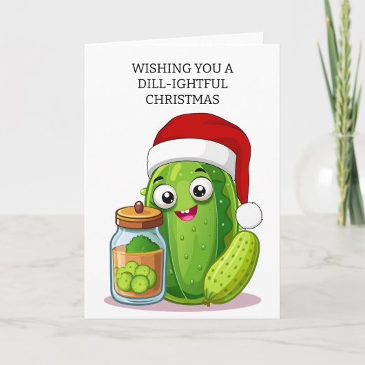 Dill‑ightful Christmas Pickle with Santa Hat Feestdagen Kaart (Voorkant)