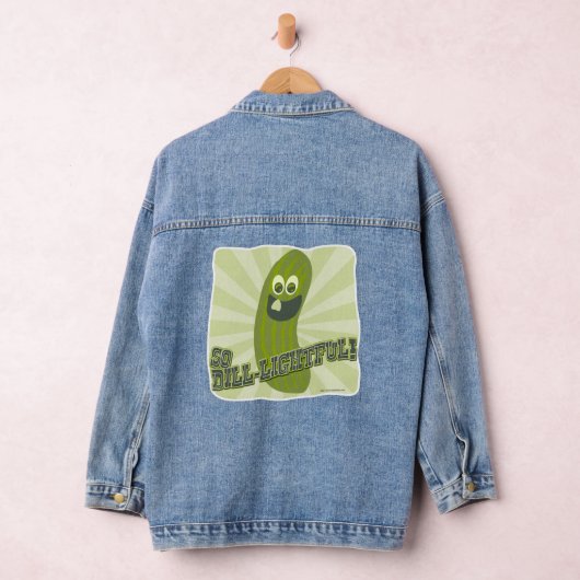 Dill-lightful Grappige Pickle Cartoon Karakter Denim Jacket (Hangar)
