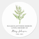 Dill Memorial Funeral Seed Packet Ronde Sticker (Voorkant)