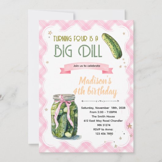 Dill Pickle Birthday girl Invitation Kaart (Voorkant)