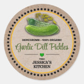 Dill Pickle Canning Jar Kraft-papierstijllabel Ronde Sticker (Voorkant)