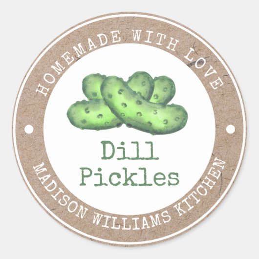 Dill Pickle Canning Label | Homemade met liefde (Voorkant)