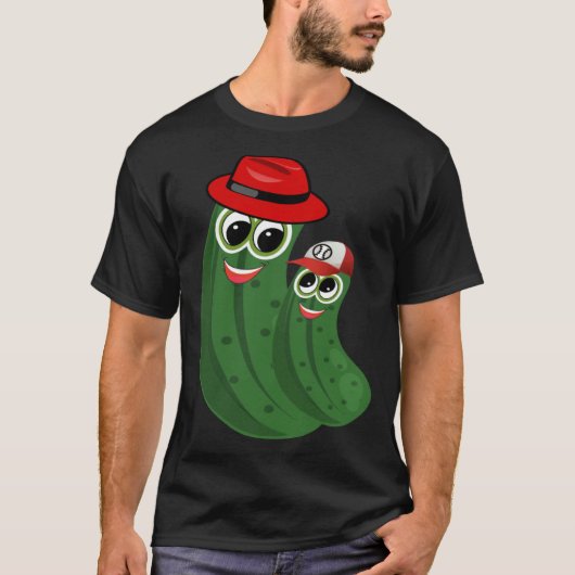Dill Pickle Dad and Son Wearing Hats T-shirt (Voorkant)
