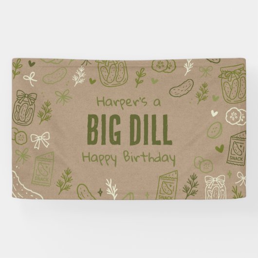 Dill Pickle Faux Kraft Verjaardagsbanner Spandoek (Horizontaal)