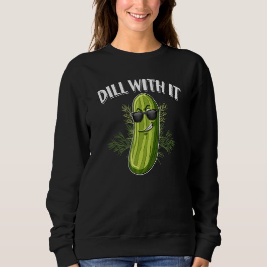 Dill Pickle Komkommer Pun Dill Ermee Trui (Voorkant)