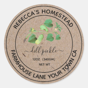 Dill Pickle Kraft Paper Canning Jar Labels