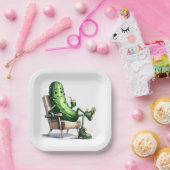 Dill Pickle Ontspannen in een stoel Papieren Bordje (Feest)