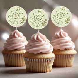 Dill Pickle Stickers Cupcake Toppers