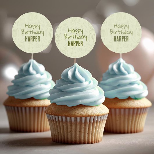 Dill Pickle Stickers Cupcake Toppers
