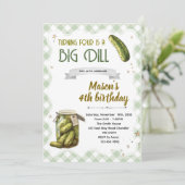 Dill-pickle verjaardagsfeestje voor jongen uitnodi kaart (Staand voorkant)