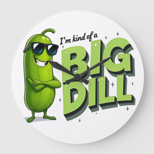 Dill Pickles Lovers Gift - Grappige Cartoon Design Grote Klok (Voorkant)