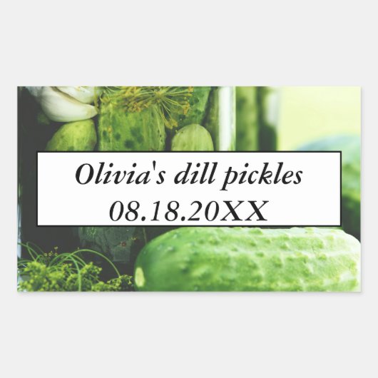 Dill Pickles Mason Jars Komkommers Zelfgemaakt ete Rechthoekige Sticker (Voorkant)