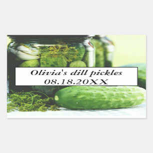 Dill Pickles Mason Jars Komkommers Zelfgemaakt ete Rechthoekige Sticker