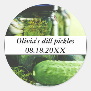 Dill Pickles Mason Jars Komkommers Zelfgemaakt ete Ronde Sticker
