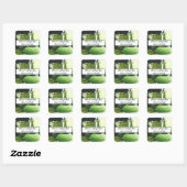Dill Pickles Mason Jars Komkommers Zelfgemaakt ete Vierkante Sticker (Vel)