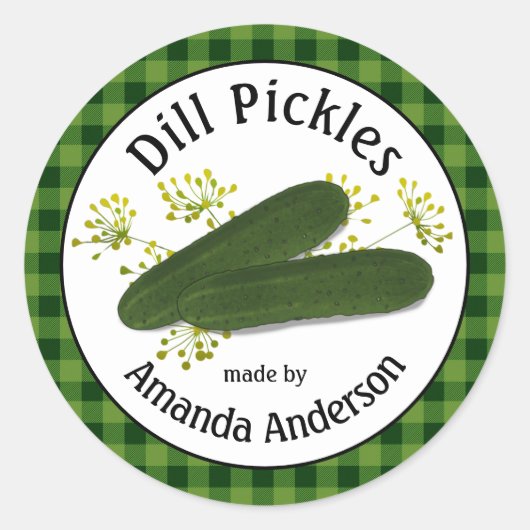 Dill Pickles Plaid 3"  Ronde Sticker Klassiek (Voorkant)