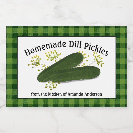 Dill Pickles Plaid H Food Label Voedselcontainer Etiket (Enkel label)