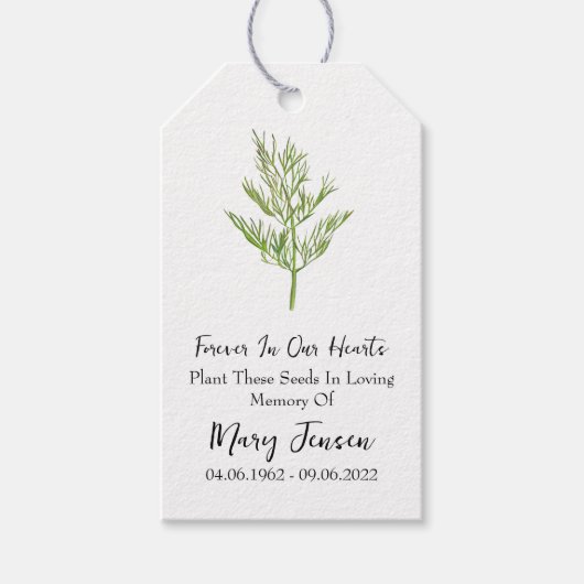 Dill Seed Packet Memorial begrafenis Cadeaulabel (Voorkant)