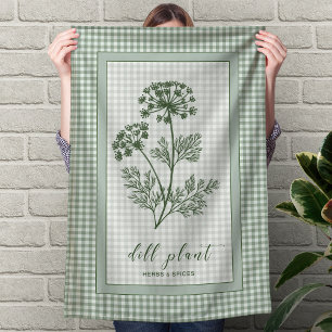 Dille Kruiden Keukenhanddoek – Groene Gingham Rand
