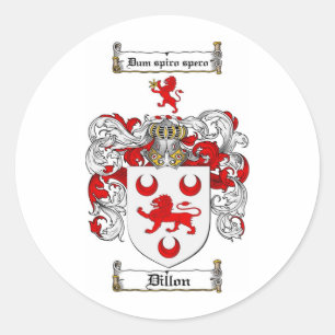 DILLON FAMILY CREST - DILLON WAPEN RONDE STICKER