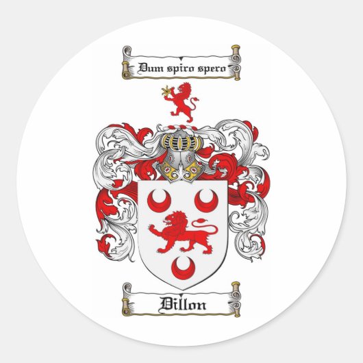DILLON FAMILY CREST - DILLON WAPEN RONDE STICKER (Voorkant)
