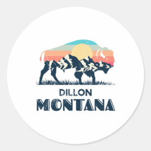 Dillon Montana Vintage Wandelen Bizon Natuur Ronde Sticker