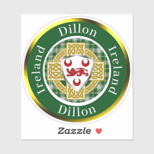 Dillon Shield & Celtic Cross gepersonaliseerd Sticker (Vel)