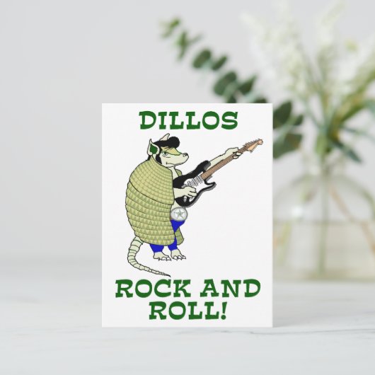 Dillos Rock en Roll Briefkaart (Staand voorkant)
