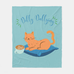 Dilly Dallying Oranje kat Fleece Deken
