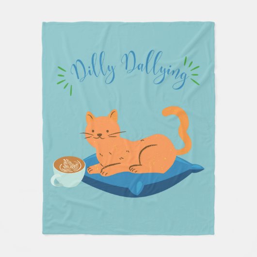 Dilly Dallying Oranje kat Fleece Deken (Voorkant)