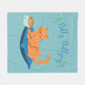 Dilly Dallying Oranje kat Fleece Deken (Voorkant (Horizontaal))