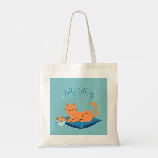 Dilly Dallying Oranje kat Tote Bag (Achterkant)