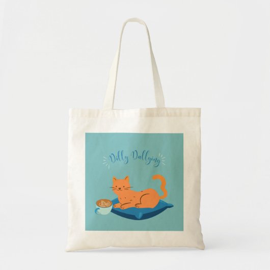 Dilly Dallying Oranje kat Tote Bag (Voorkant)