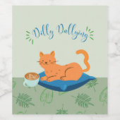 Dilly Dallying Oranje kat Wijn Etiket (Enkel label)
