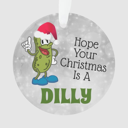 Dilly Kerst Pickle Pun Cirkel Ornament (voorkant)
