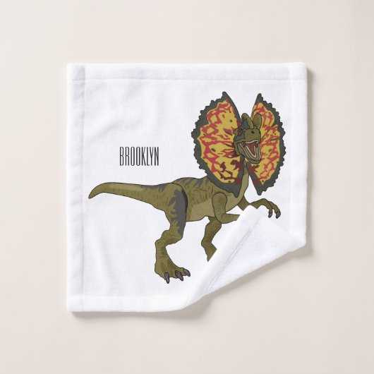 Dilophosaurus cartoon illustratie bad handdoek (Wasdoekje)