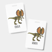 Dilophosaurus cartoon illustratie badge (Voor- en achterkant)