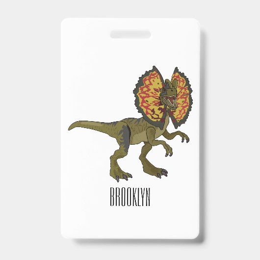 Dilophosaurus cartoon illustratie badge (Voorzijde)