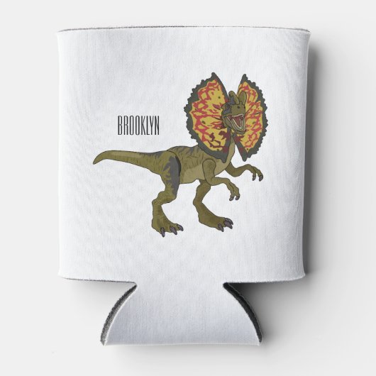 Dilophosaurus cartoon illustratie blikjeskoeler (Voorkant)