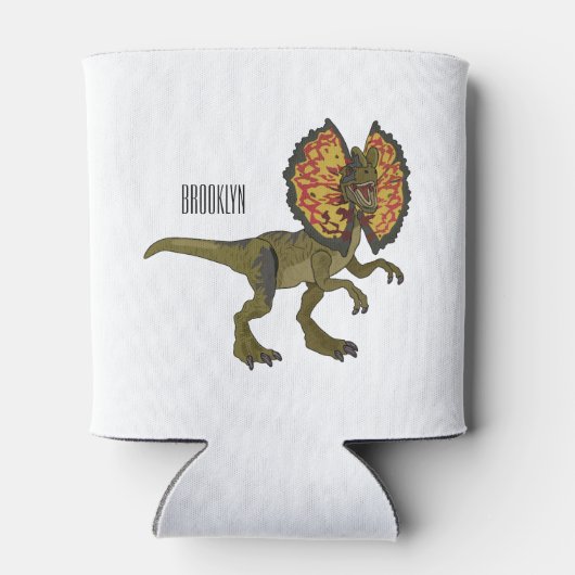 Dilophosaurus cartoon illustratie blikjeskoeler (Achterkant)