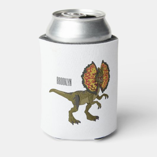 Dilophosaurus cartoon illustratie blikjeskoeler (Blikje Achterkant)