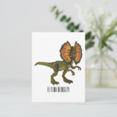 Dilophosaurus cartoon illustratie briefkaart (Staand voorkant)