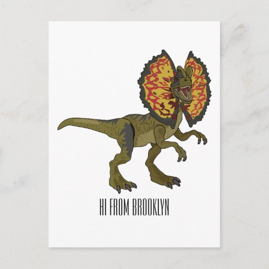Dilophosaurus cartoon illustratie briefkaart (Voorkant)