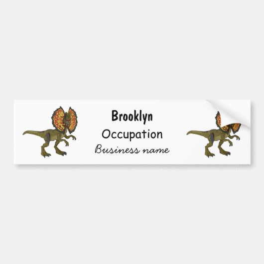 Dilophosaurus cartoon illustratie bumpersticker (Voorkant)