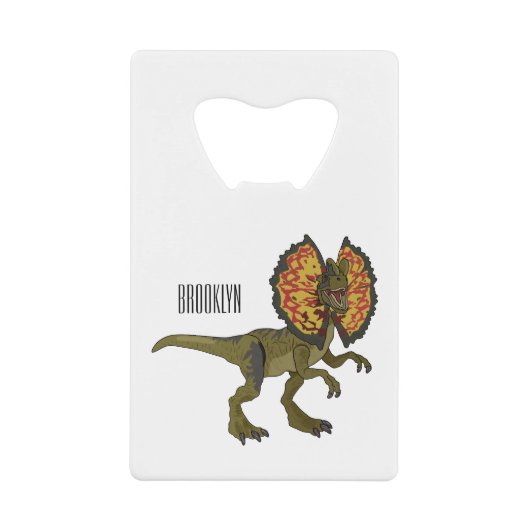Dilophosaurus cartoon illustratie creditkaart flessenopener (Voorkant)