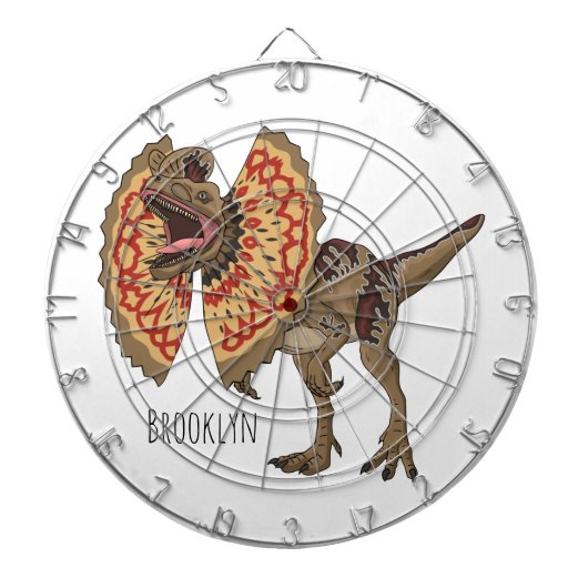 Dilophosaurus cartoon illustratie dartbord (Voorkant)